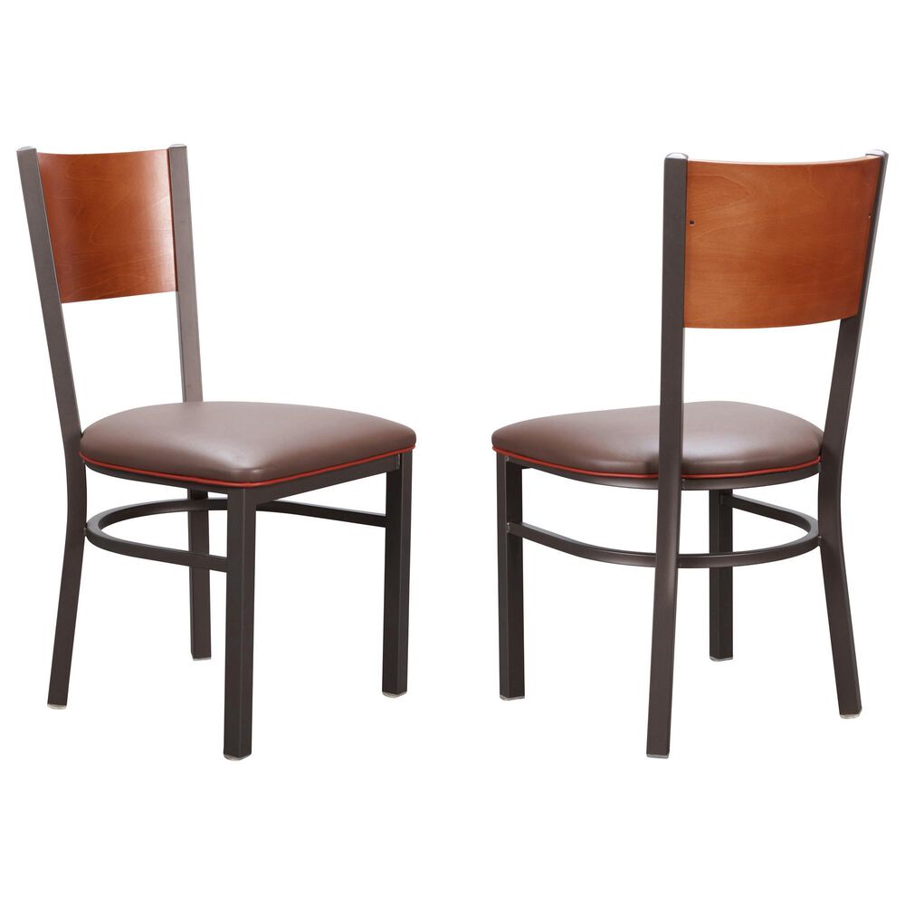 Linon Home Decor Elmer Side Chair in Brown and Medium Oak (Set of 2), , large