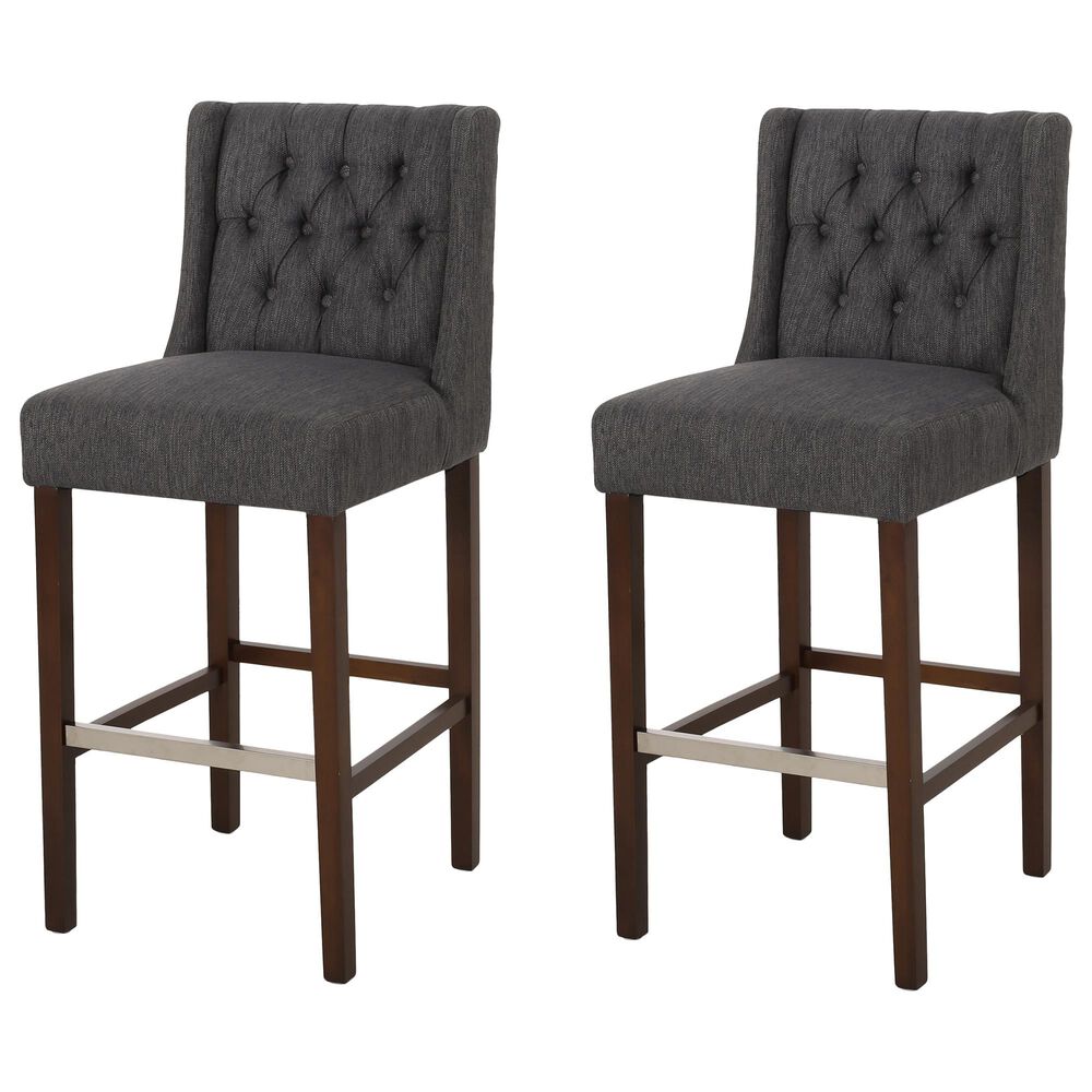 Noble House Bayliss 44.25" Barstool in Charcoal (Set of 2), , large