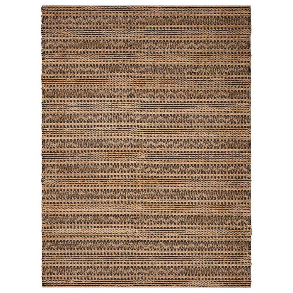 L&amp;R Resources Natural Fiber Striped Jet Black 9' x 12' Area Rug, , large