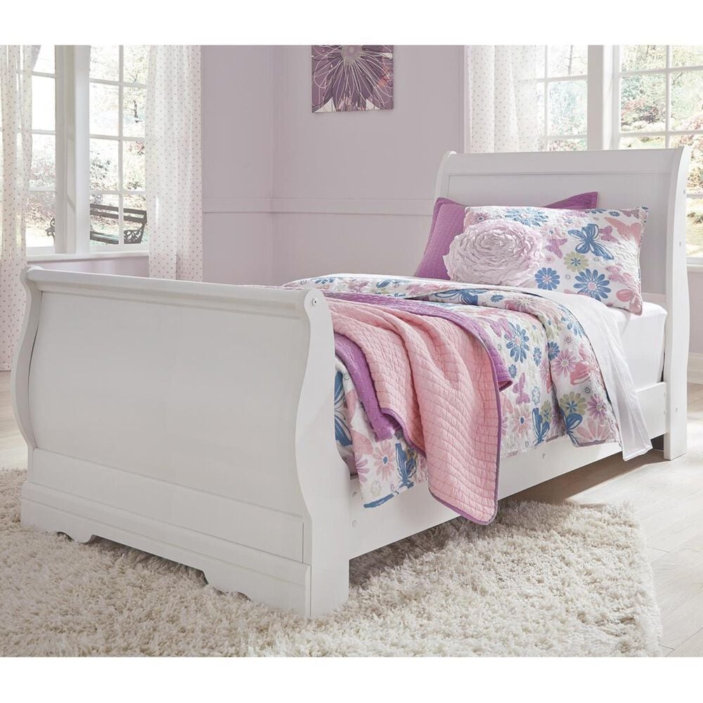 Ashley Anarasia Twin Sleigh Bed in White, , large