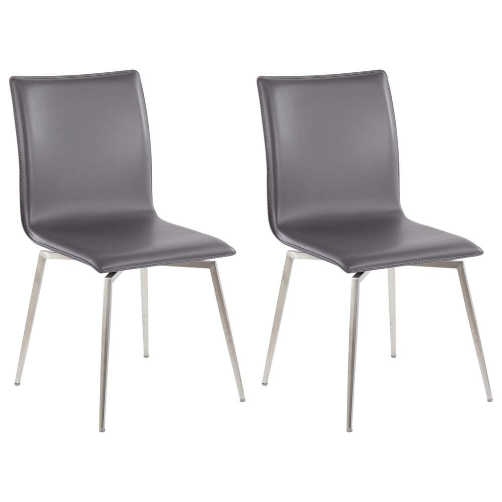 Lumisource Mason Swivel Side Chair with Grey Upholstered in Brushed Stainless Steel (Set of 2), , large