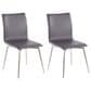 Lumisource Mason Swivel Side Chair with Grey Upholstered in Brushed Stainless Steel (Set of 2), , large