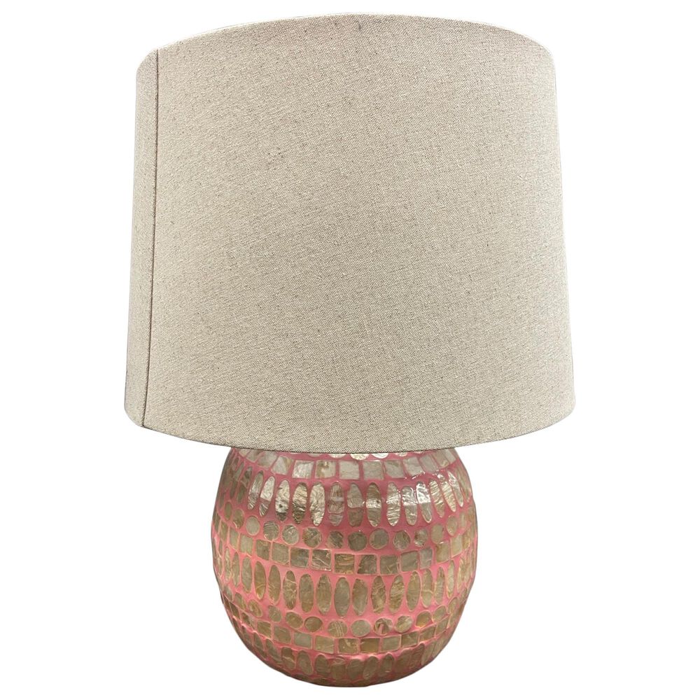 Teak Interiors Happy House Capiz Table Lamp in Pink and Natural, , large