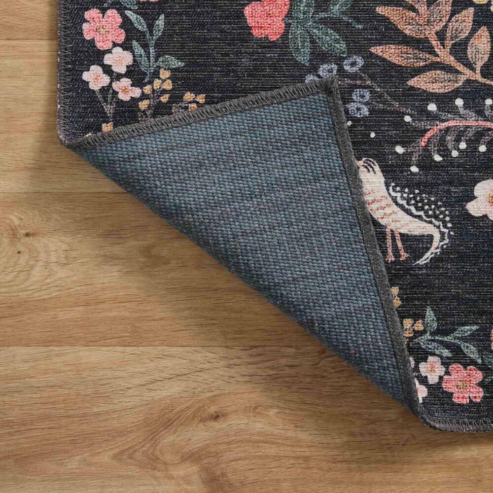 Rifle Paper Co Maison Tuileries 2&#39;6&quot; x 7&#39;6&quot; Black Runner, , large