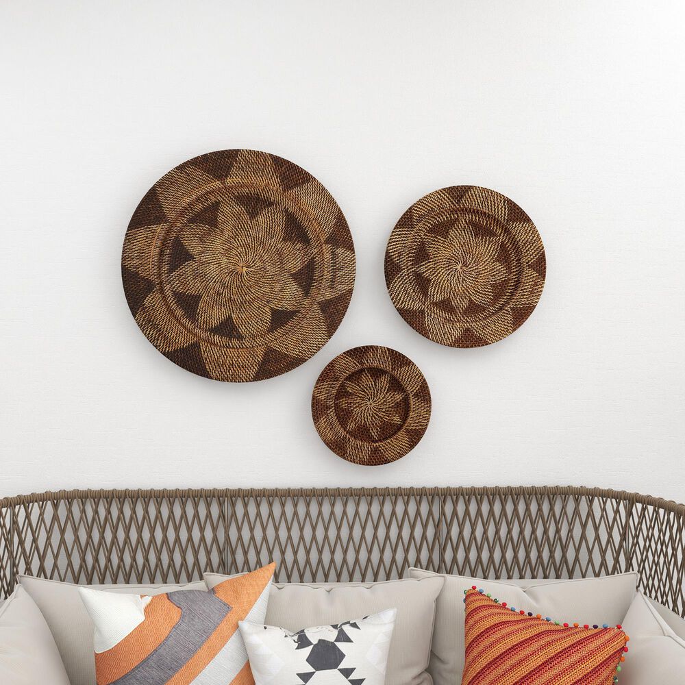 Maple and Jade 28&quot; x 28&quot; Round Wall Decor in Beige and Mocha &#40;Set of 3&#41;, , large