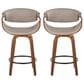 LumiSource Symphony 26" Swivel Counter Stool with Grey Upholstery in Walnut and Black (Set of 2), , large