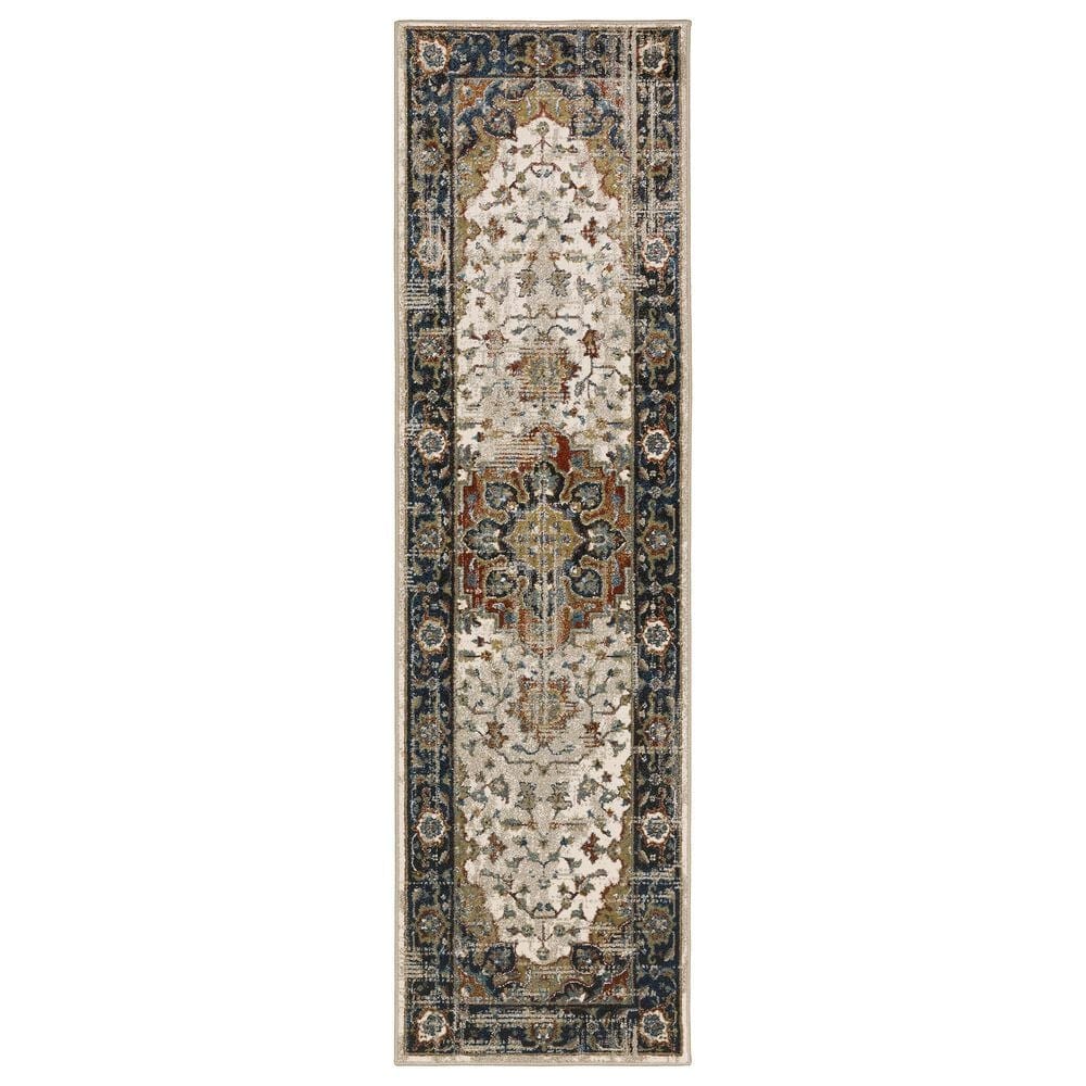 Oriental Weavers Venice Milan 2"3" x 7"6" Beige and Blue Runner, , large