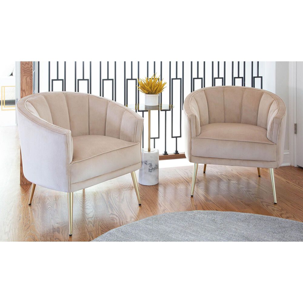 Lumisource Tania Accent Chair in Champagne Velvet and Gold, , large