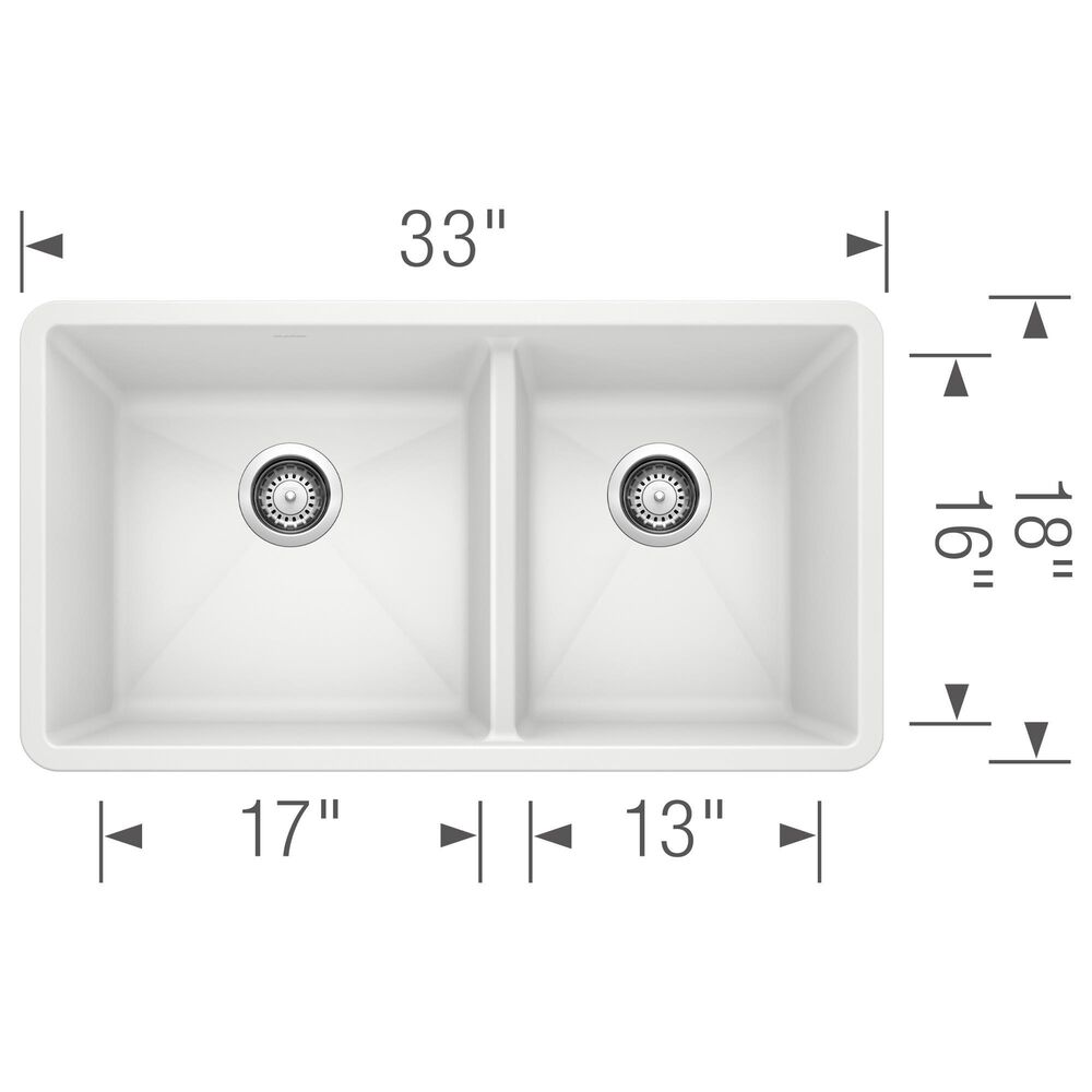 Blanco Precis 33&quot; 1-3/4 Double Bowl Kitchen Sink in White, , large