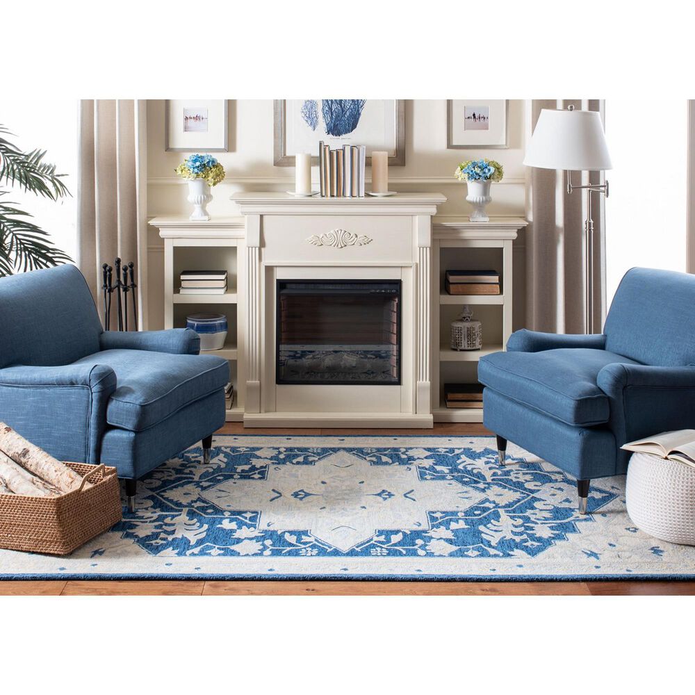 Safavieh Micro-Loop 9&#39; x 12&#39; Navy and Ivory Area Rug, , large