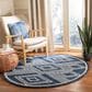 Safavieh Micro-Loop MLP156N 7" Round Navy and Ivory Area Rug, , large