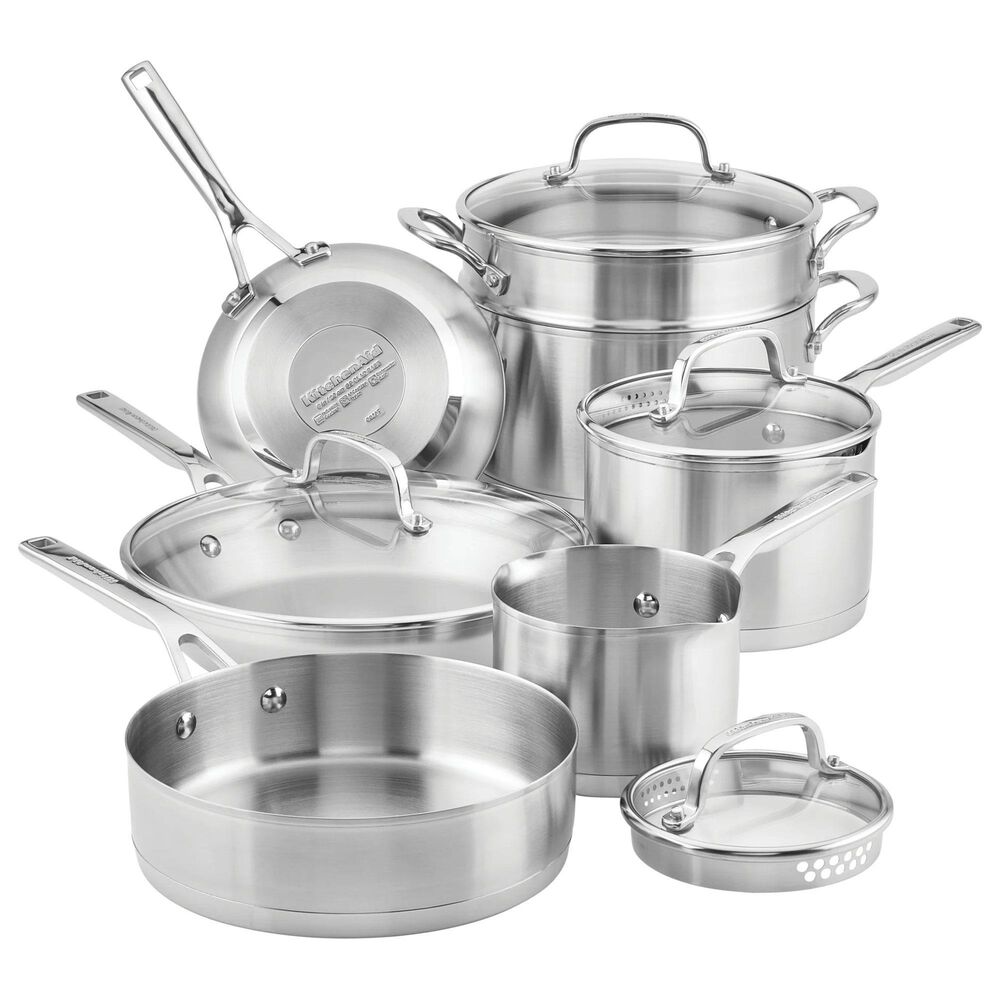 Meyer Corporation 11-Piece 3-Ply Base Cookware Set in Stainless Steel