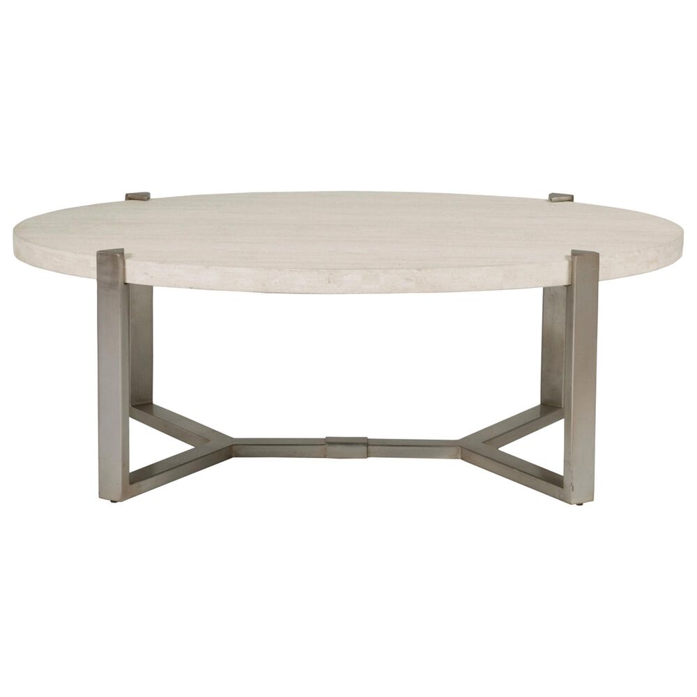 Artistica Metal Denizen Coffee Table in White and Champagne Silver, , large
