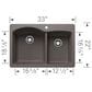 Blanco Diamond 33" 1-3/4 Double Bowl Dual Mount Kitchen Sink in Volcano Gray, , large