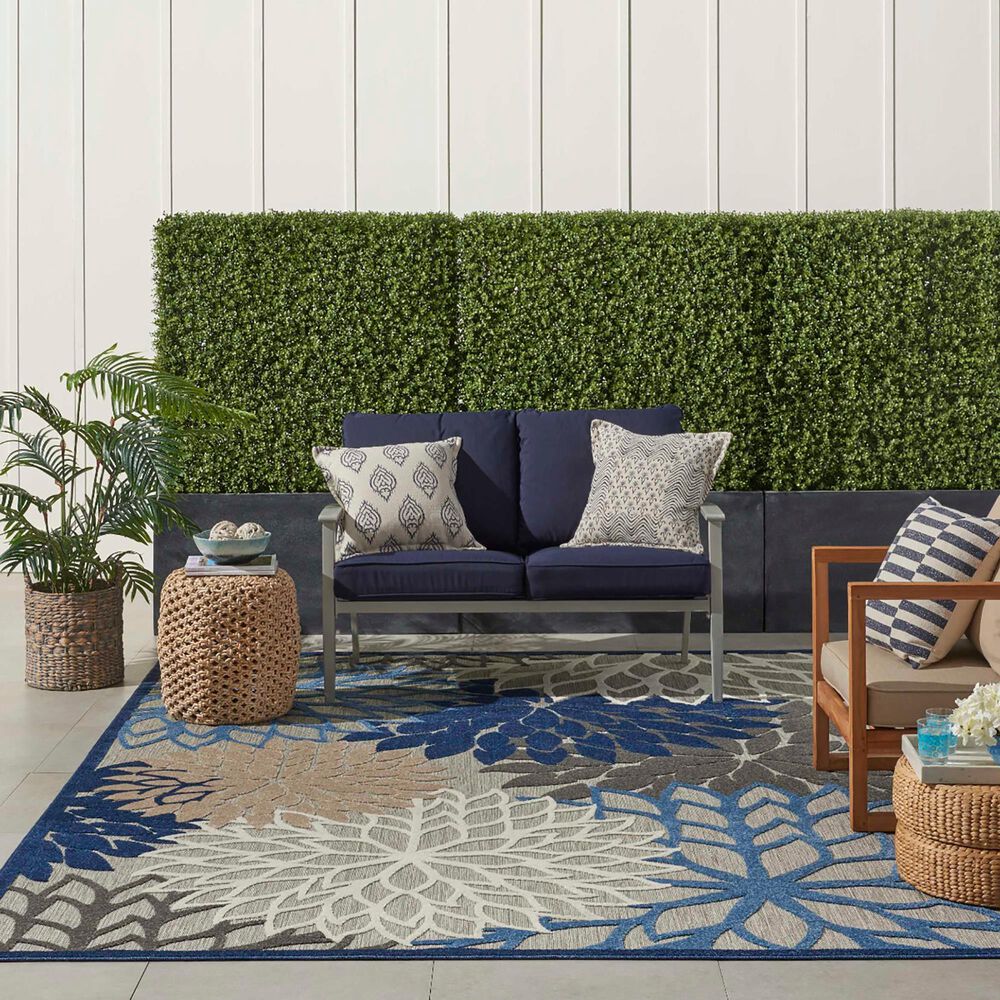 Nourison Aloha ALH05 7&#39;10&quot; x 10&#39;6&quot; Blue and Multicolor Indoor/Outdoor Area Rug, , large