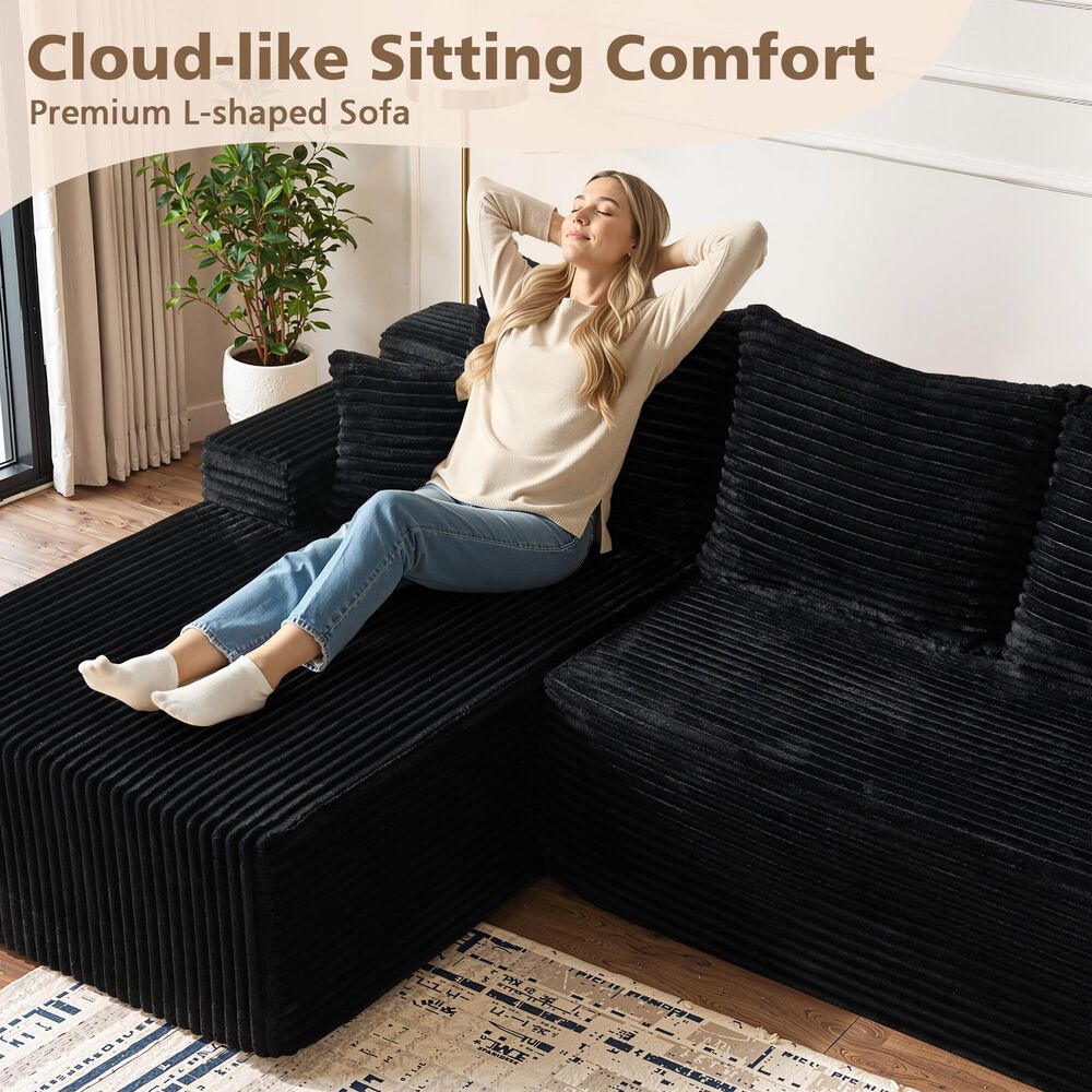 HOMLUX 2-Piece L-Shaped Sectional with Left Facing Chaise in Black, , large