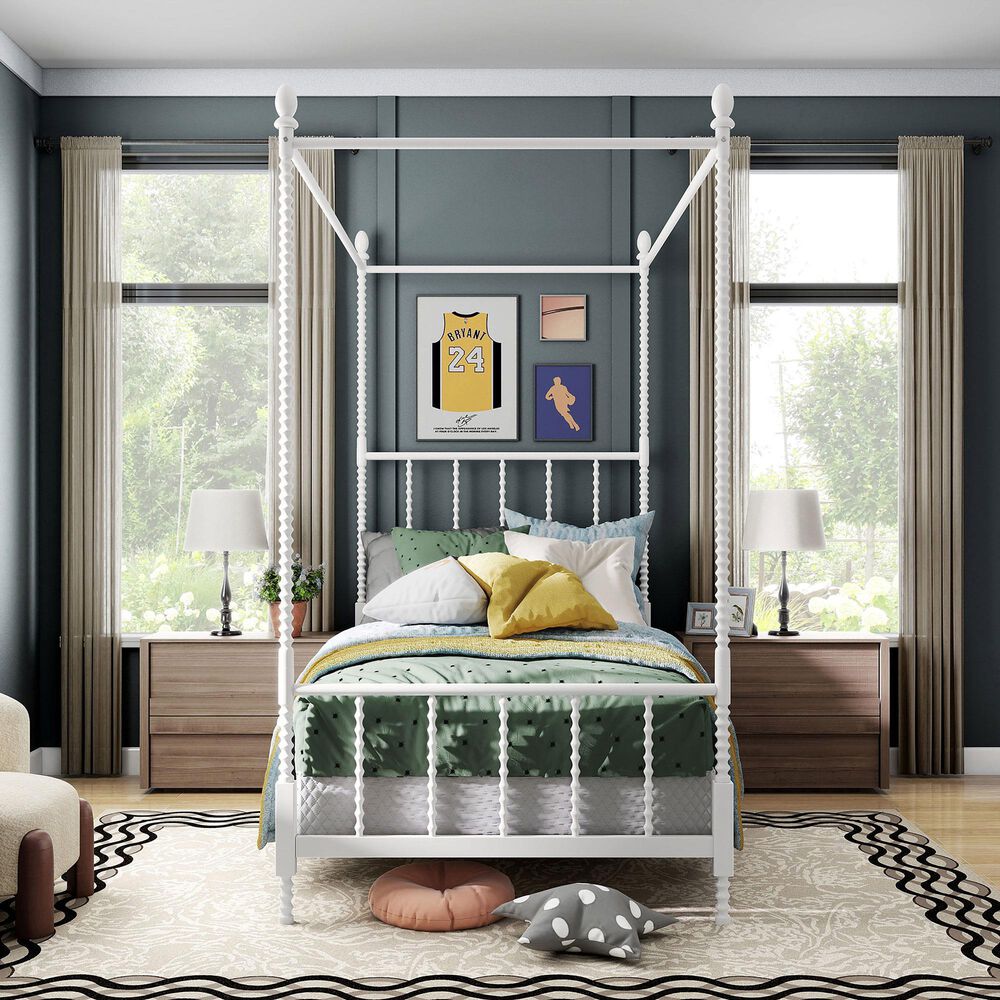 Furniture of America Elliot Twin Canopy Bed in White, , large