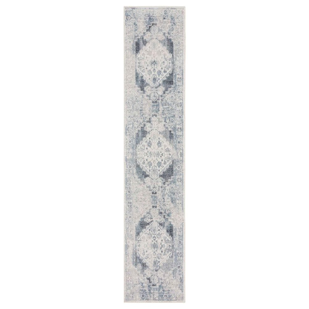 Nourison Astra Machine Washable 2"2" x 12" Blue and Ivory Runner, , large