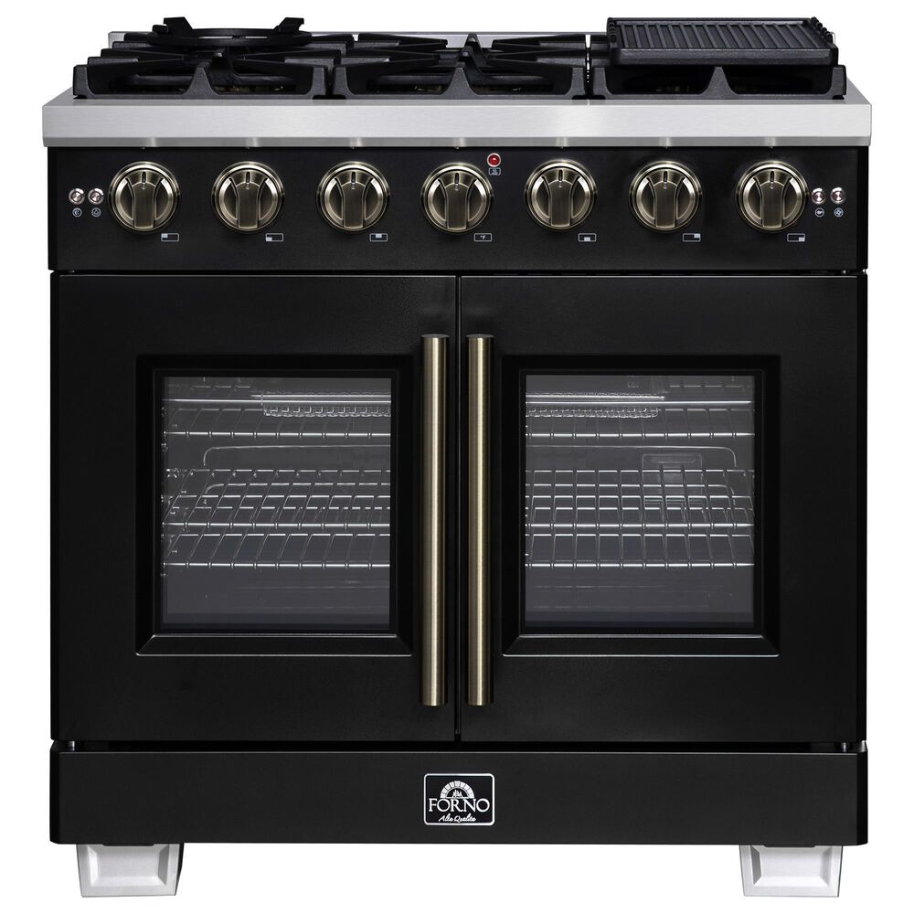 Forno Capriasca 36" Freestanding French Door Gas Range in Black, , large