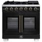 Forno Capriasca 36" Freestanding French Door Gas Range in Black, , large