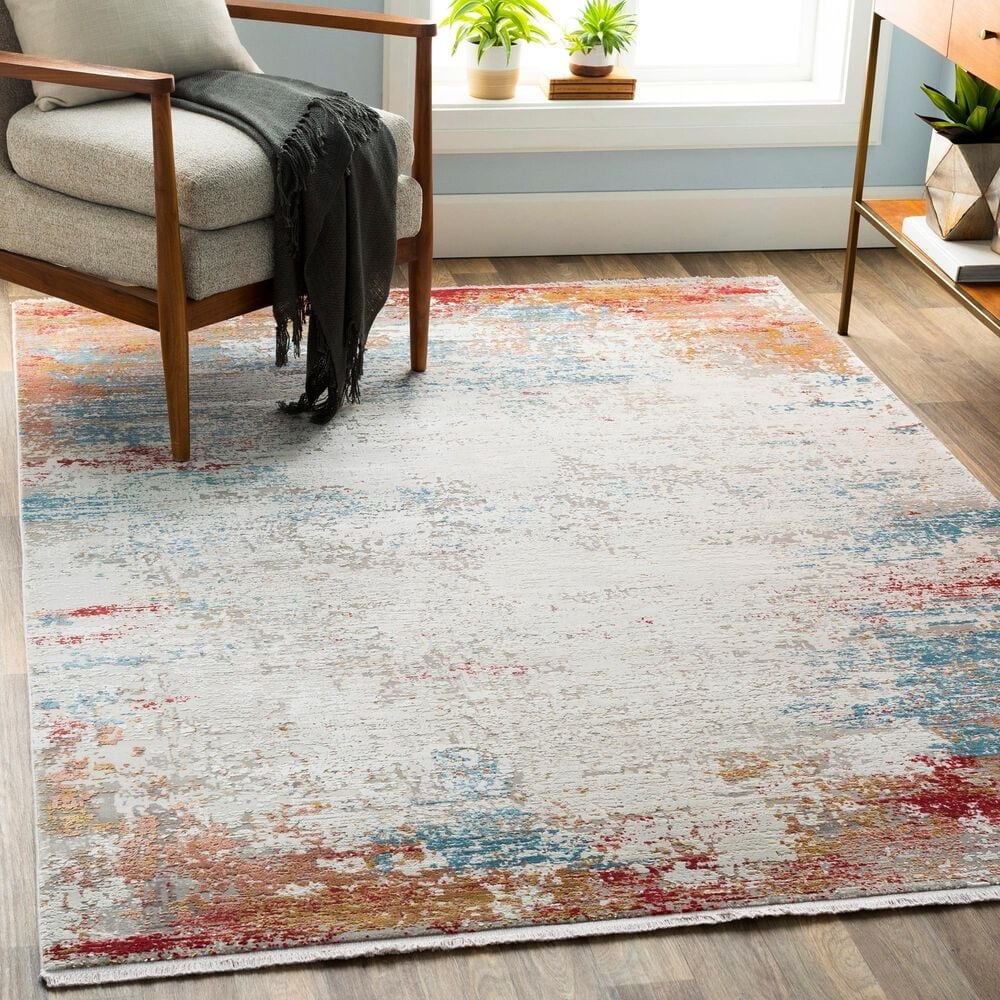 Surya Solar 9&#39;6&quot; x 13&#39; Orange, Saffron, Red, Sky Blue, White, Gray and Charcoal Area Rug, , large