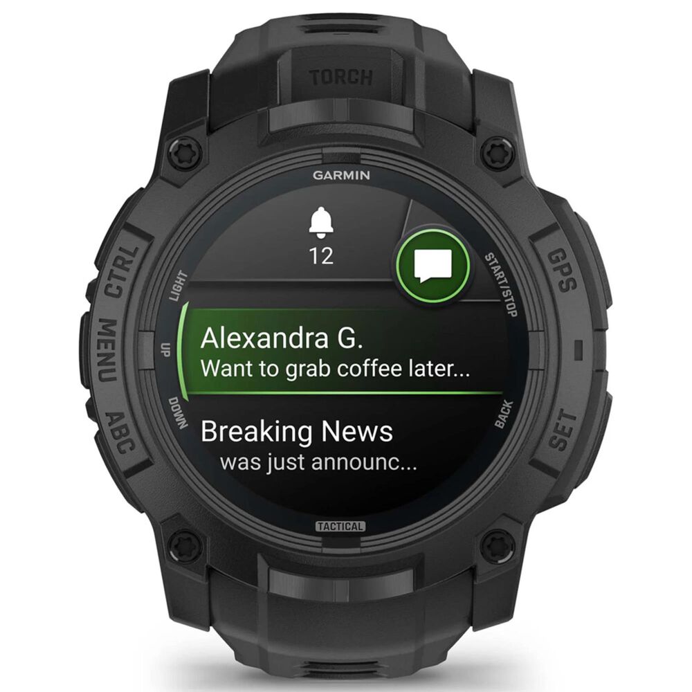 Garmin Instinct 3 AMOLED Tactical Edition Smartwatch 50mm in Black, , large