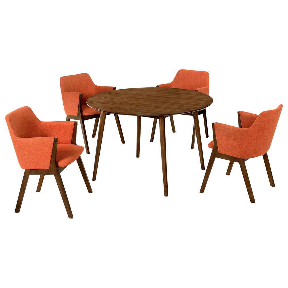 Blue River Arcadia and Renzo 5-Piece 48" Dining Set with Charcoal Cushion in Walnut, , large