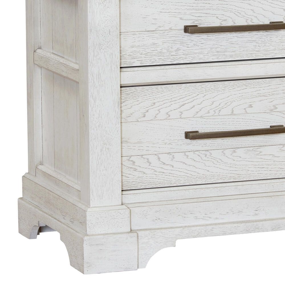 Sasha Lee Tech 2 Drawer LED Nightstand in White and Brown with AC Outlet and USB Port, , large