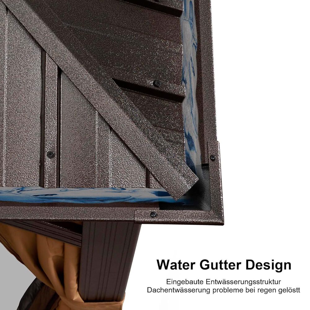 HOMLUX 10' x 14' Hardtop gazebo with double roof in Bronze, , large