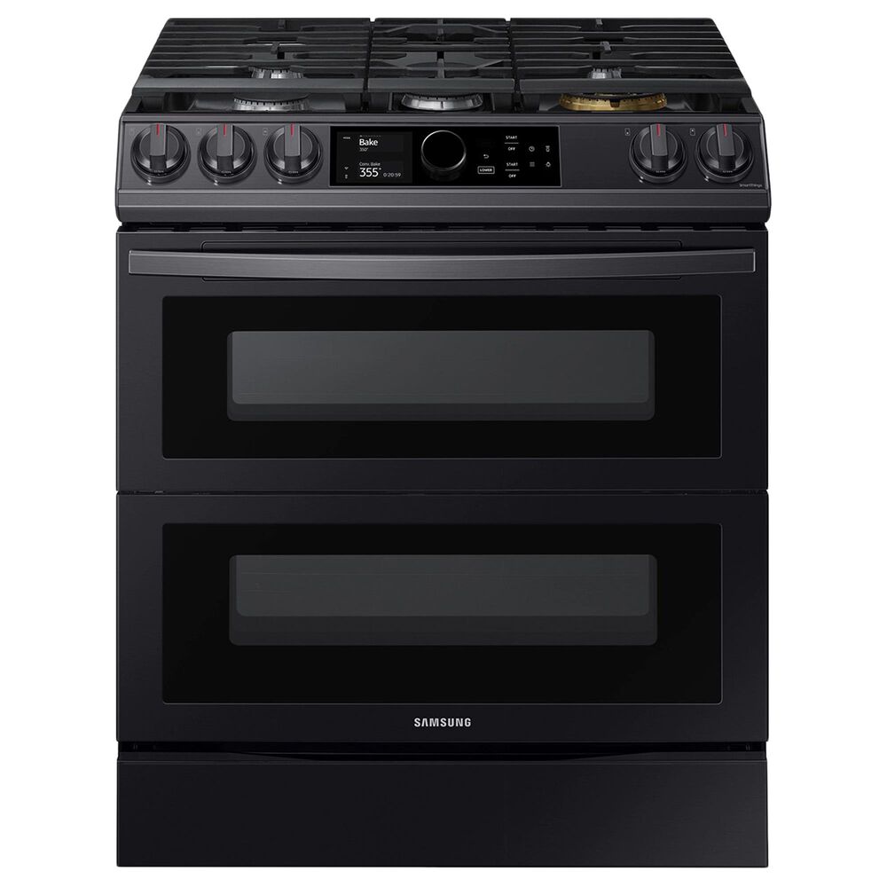Samsung 6.3 Cu. Ft. Slide-In Dual Fuel Range with Smart Dial in Black Stainless Steel, , large