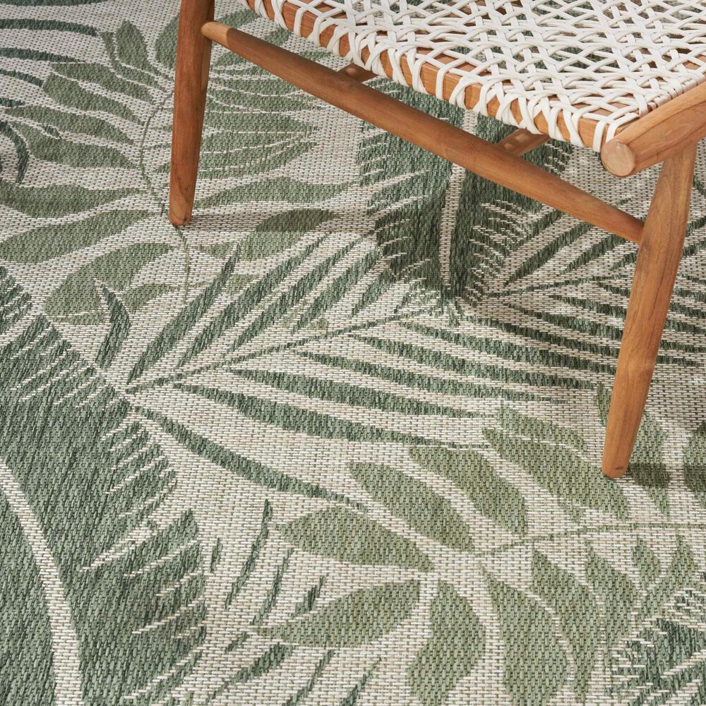 Nourison Garden Oasis GOA02 Ivory and Green 5&#39; x 7&#39; Indoor/Outdoor Area Rug, , large