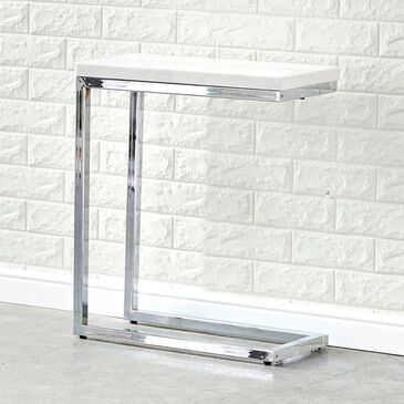 Crystal City Echo Chairside C Table in White Marble and Chrome, , large