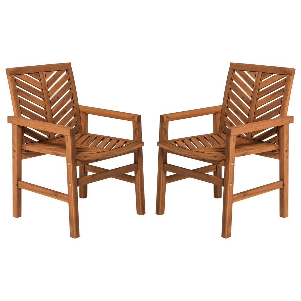 Walker Edison Vincent Patio Chair in Brown (Set of 2), , large