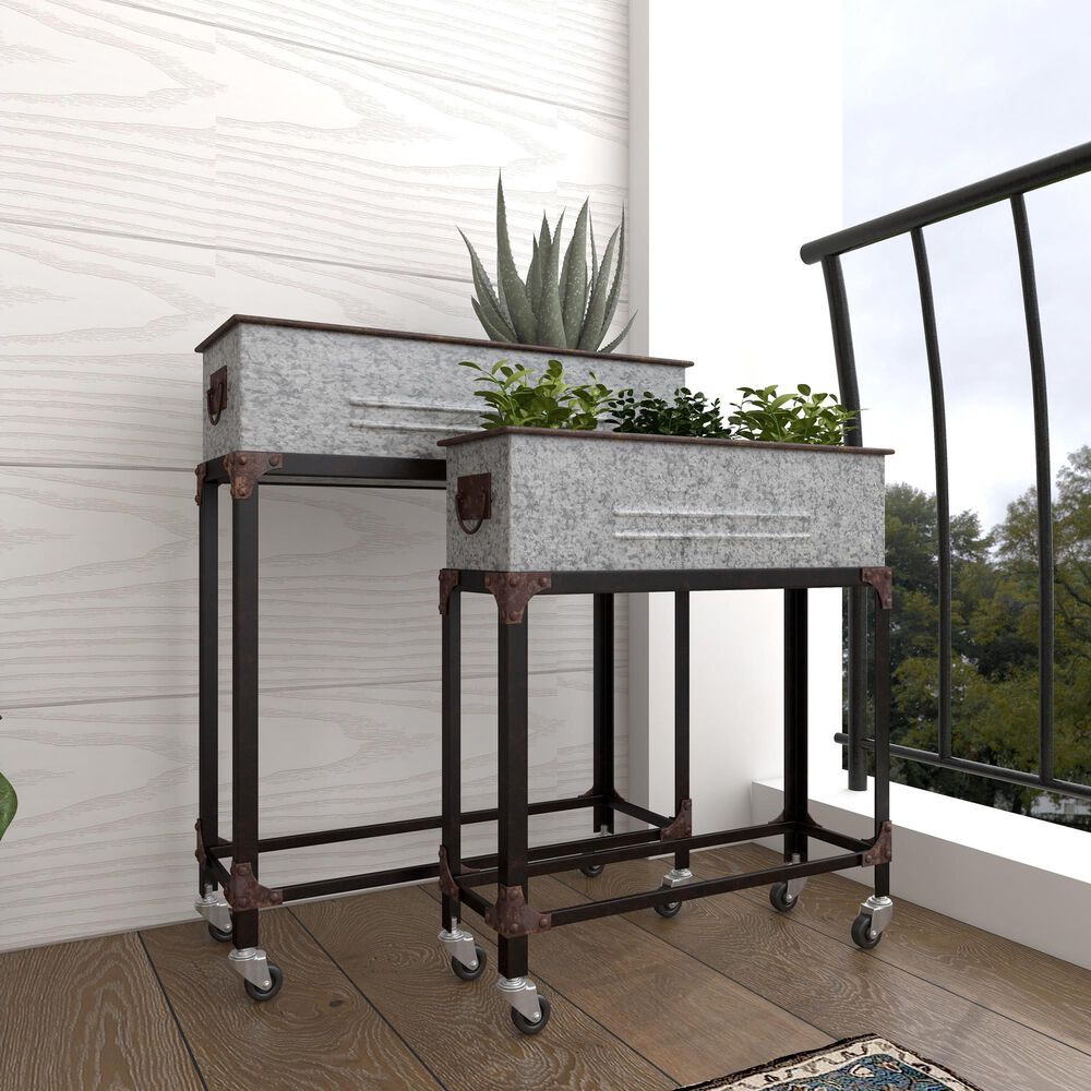 Maple and Jade Farmhouse Planter in Gray &#40;Set of 2&#41;, , large