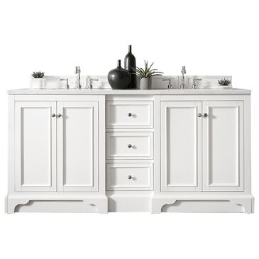 James Martin Vanities De Soto 72" Double Bathroom Vanity in Bright White with 3 cm Arctic Fall Solid Surface Top and Rectangular Sinks, , large