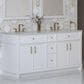 James Martin Bellshire 72" Double Bathroom Vanity in Bright White with 3 cm Eternal Jasmine Pearl Silestone Top and Rectangular Sinks, , large
