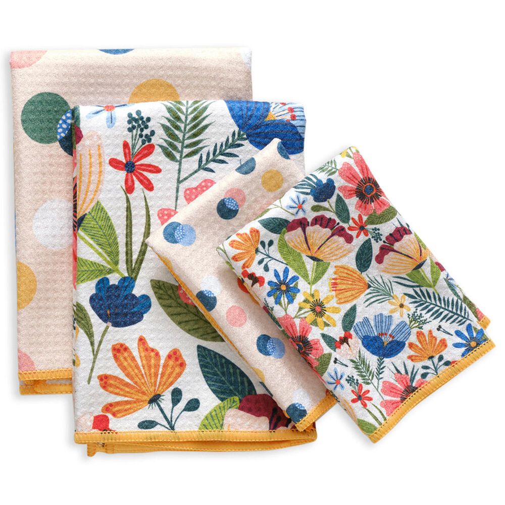 Werkshoppe Field of Flowers All Purpose Towel in Blue and Multicolor (Set of 4), , large