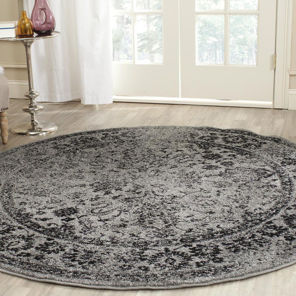 Safavieh Adirondack ADR109B-4R 4" x 4"  Grey/Black Round Rug, , large