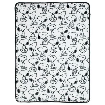 Lambs and Ivy Classic Snoopy Minky and Sherpa Baby Blanket in White and Black, , large