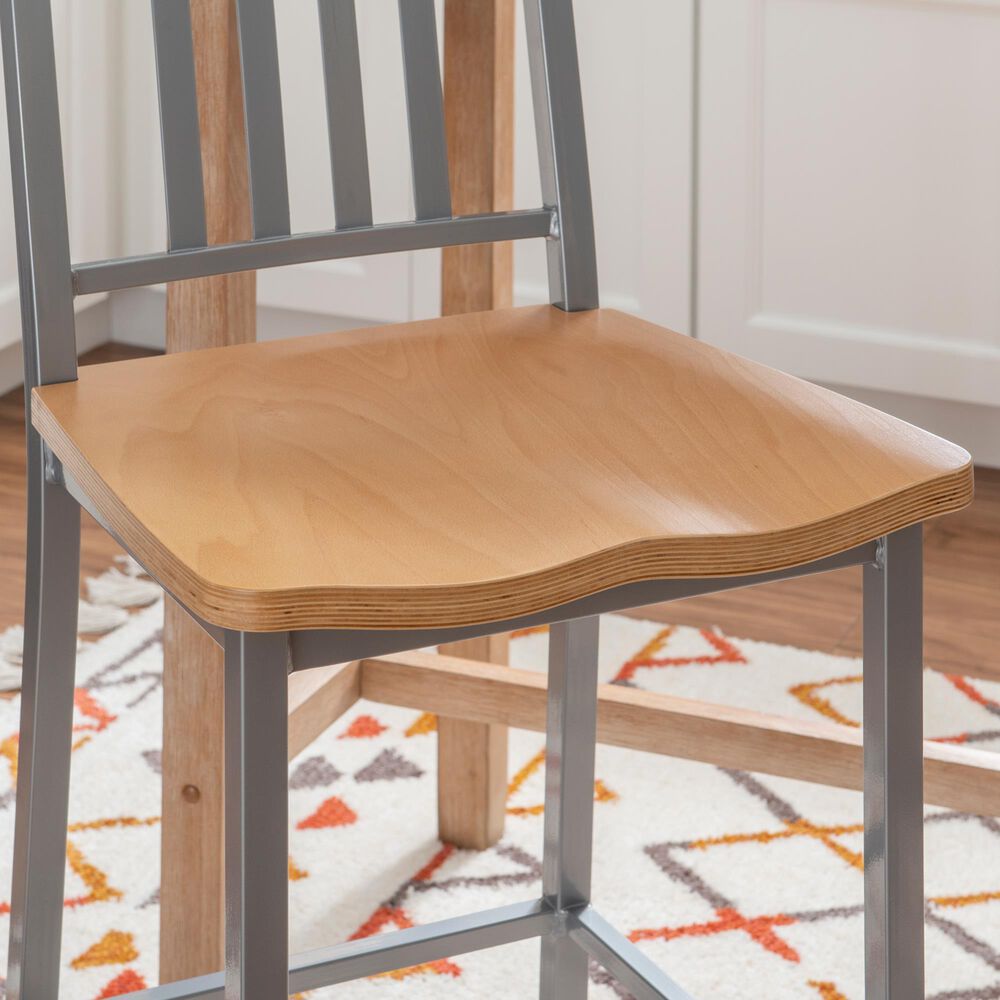 Linon Home Decor Frazier Bar Stool in Silver and Natural (Set of 2), , large