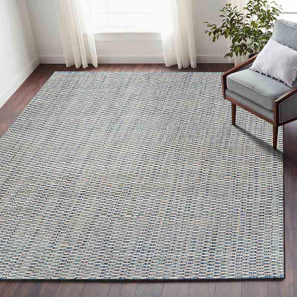 L&amp;R Resources Bleached Naturals 81436 7&#39;9&quot; x 9&#39;9&quot; Bleach, Blue and Ivory Area Rug, , large