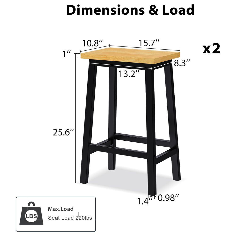 HOMLUX 25.6" Counter Stool in Light Brown and Black (Set of 2), , large