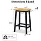 HOMLUX 25.6" Counter Stool in Light Brown and Black (Set of 2), , large