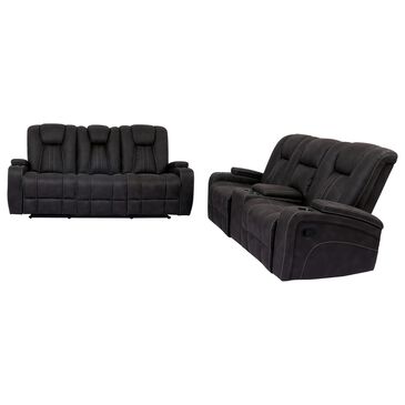 Furniture of America Snell Manual Reclining Sofa and Loveseat Set in Dark Gray, , large