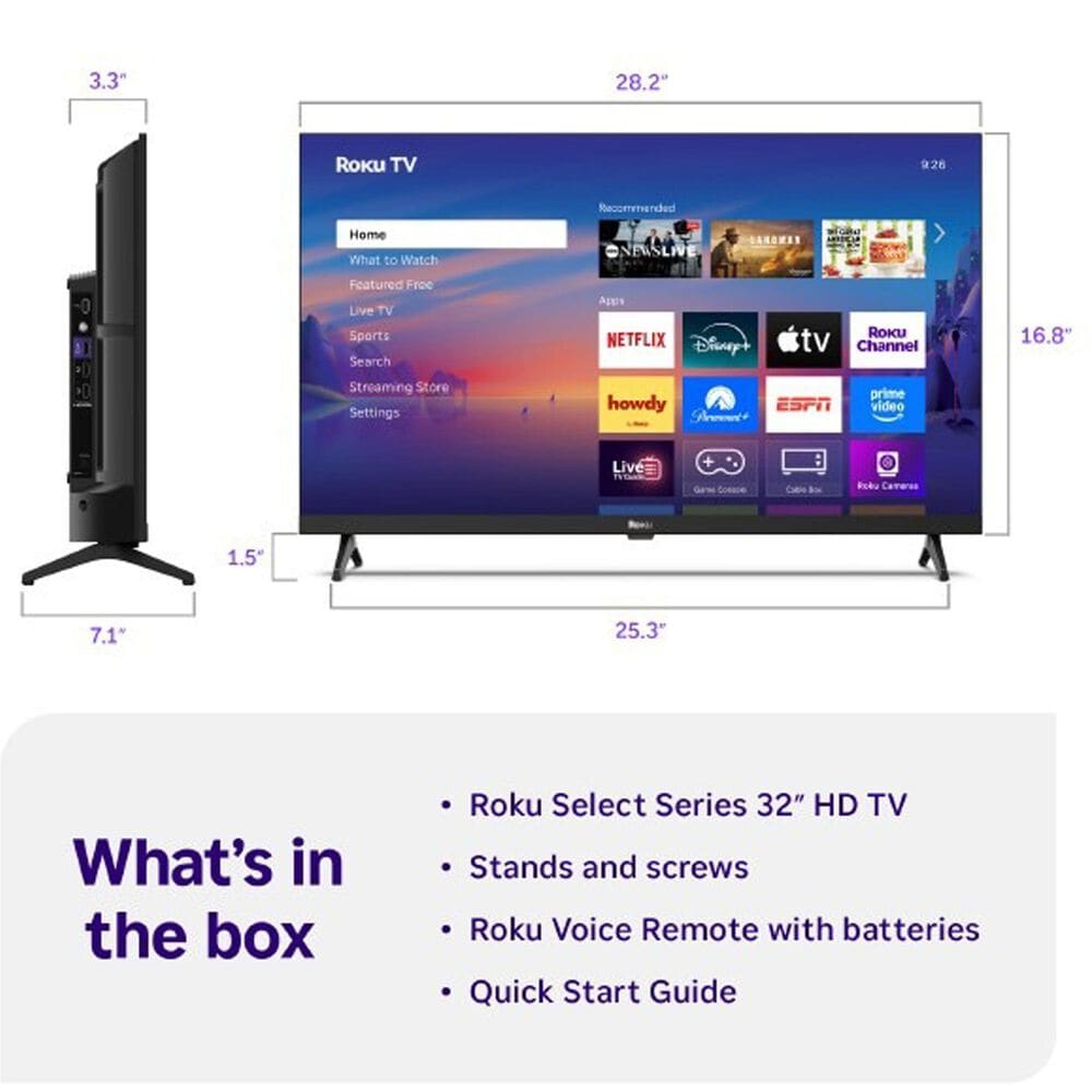 Roku 32" Class Select Series HD LED in Black - Smart TV, , large