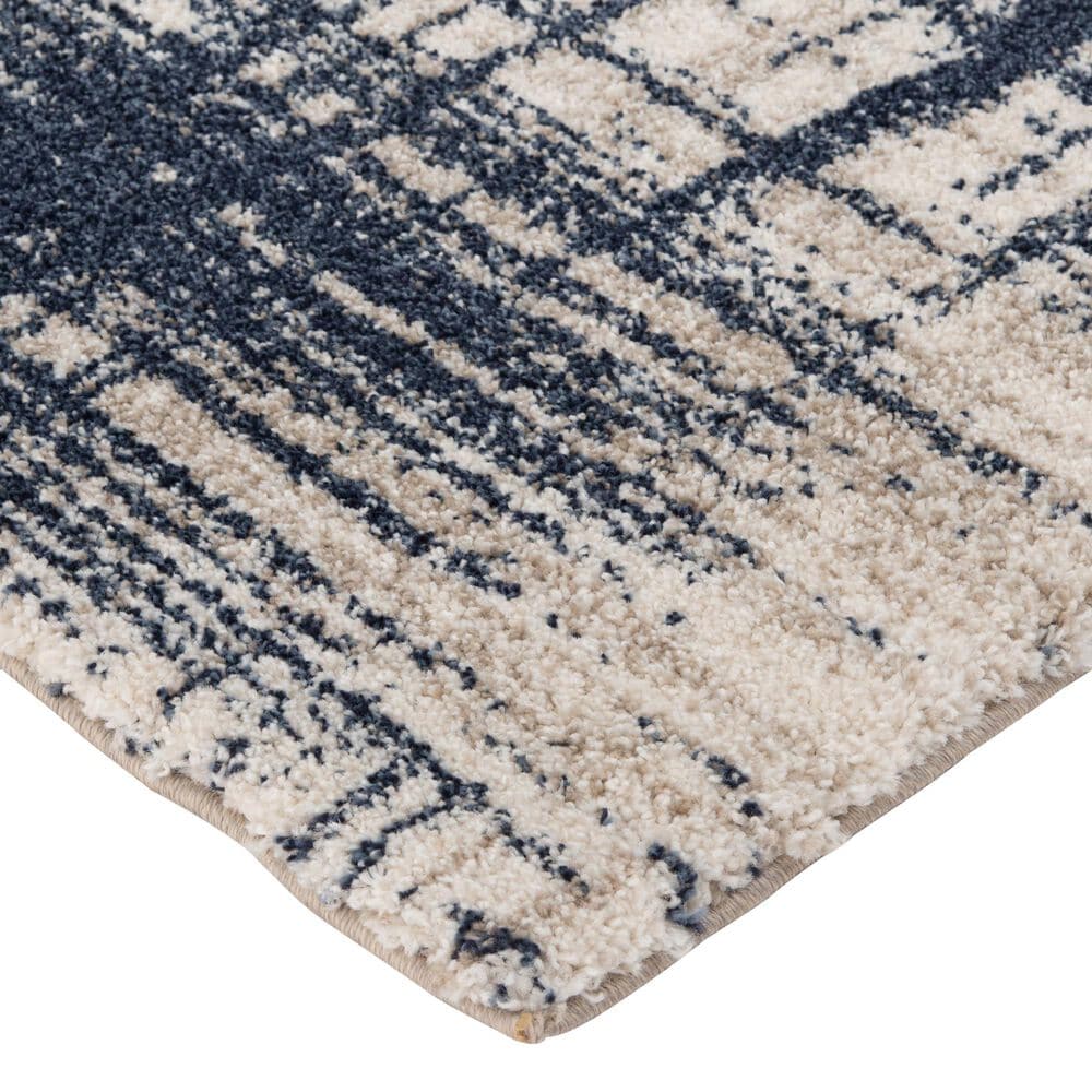 Central Oriental Oklahoma Badger 5&#39; x 7&#39;3&quot; Cream and Navy Area Rug, , large