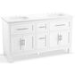 Kohler Quo 60" Double Bathroom Vanity in White with 3 cm Pure White Quartz Top and Oval Sinks, , large