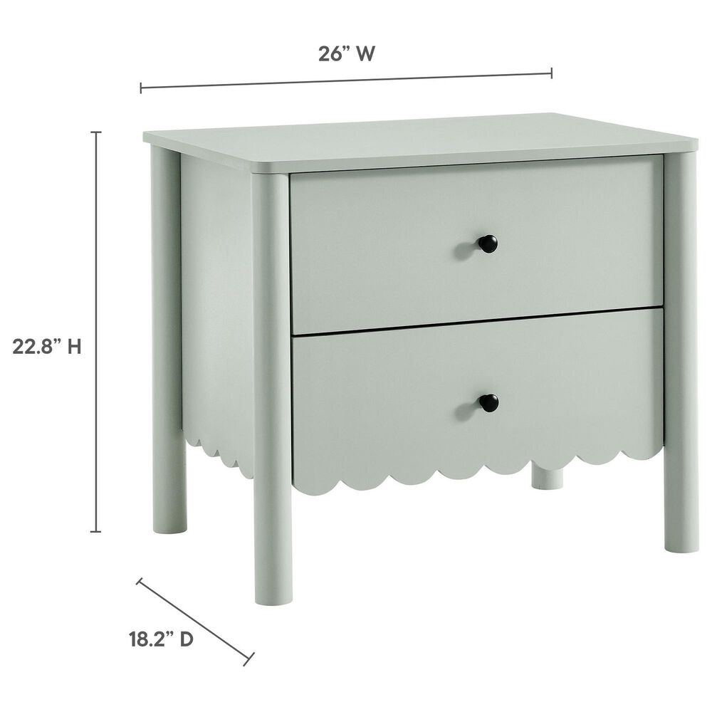 Modway Emmeline Scalloped 2 Drawer Nightstand in Sage, , large