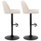 LumiSource Toriano Swivel Adjustable Bar Stool with Cream Noise Fabric Upholstery in Black (Set of 2), , large