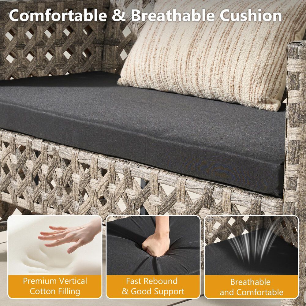 HOMLUX 4-Piece Patio Conversation Set in Black, , large
